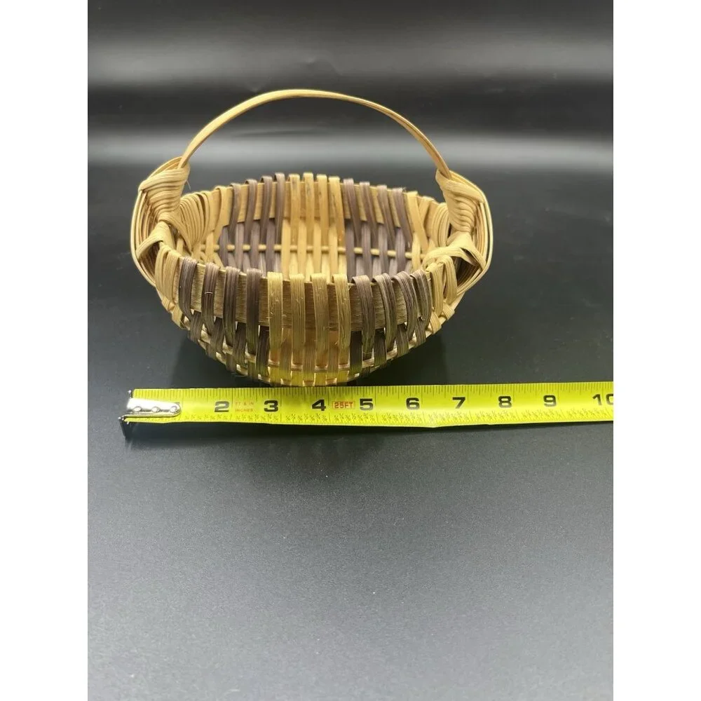 Vintage Woven Oak Splint Egg Large Gathering‎ Buttocks Basket 8”x5.5”